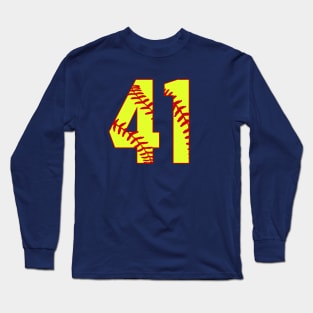 Fastpitch Softball Number 41 #41 Softball Shirt Jersey Uniform Favorite Player Biggest Fan Long Sleeve T-Shirt